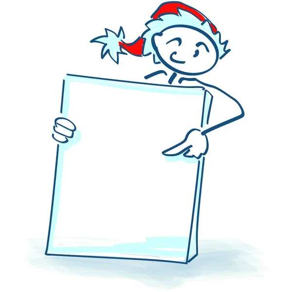 Figura Vara Como Santa Claus Com Cartaz Frente Corpo — Vetor de Stock