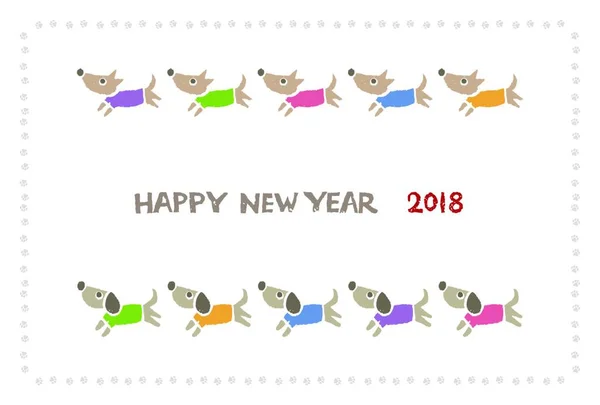 Novoroční Přání Barevnými Psy Překlad Japonštiny Šťastný Nový Rok — Stockový vektor