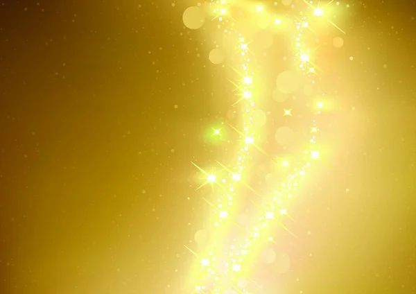 Guld Glitter Bakgrund Med Glödande Stjärnor Och Bokeh Ljus Effekter — Stock vektor