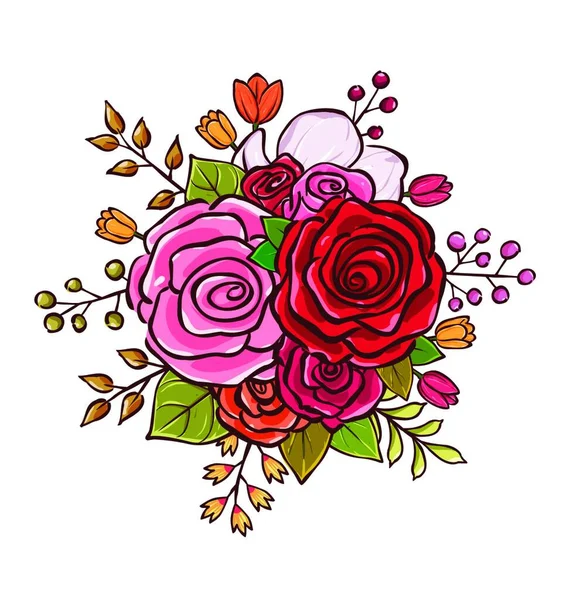 Πολύχρωμο Λουλούδι Μπουκέτο Διανυσματικά Εικονογράφηση Καλύτερη Επιλογή Για Κλασικό Και — Διανυσματικό Αρχείο