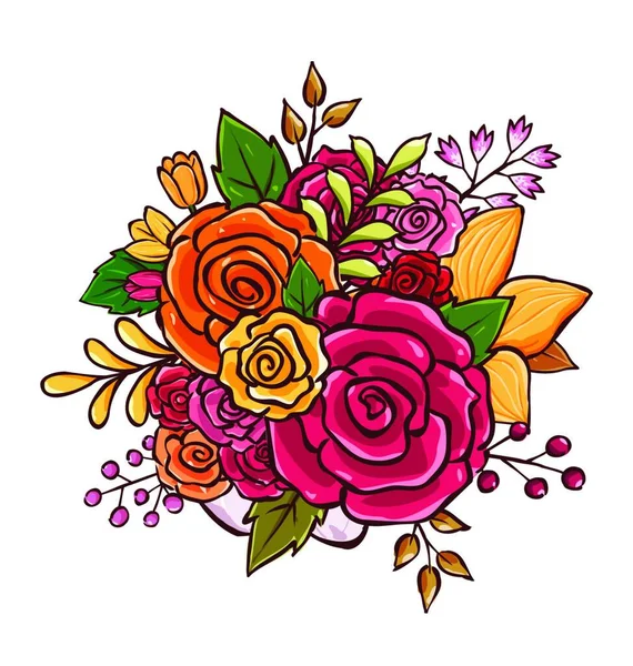 Bunte Blumensträuße Vektorillustration Beste Wahl Für Klassisches Und Romantisches Design — Stockvektor