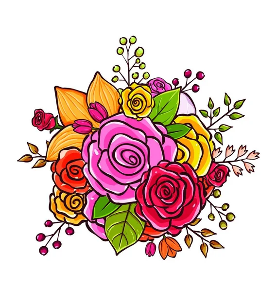 Illustration Vectorielle Bouquet Fleurs Colorées Meilleur Choix Pour Design Classique — Image vectorielle