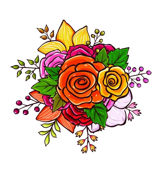 Illustration Vectorielle Bouquet Fleurs Colorées Meilleur Choix Pour Design Classique — Image vectorielle