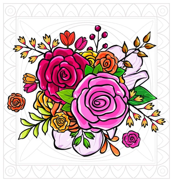 Красочный Букет Векторной Иллюстрации Лучший Выбор Классического Романтического Дизайна Легко — стоковый вектор