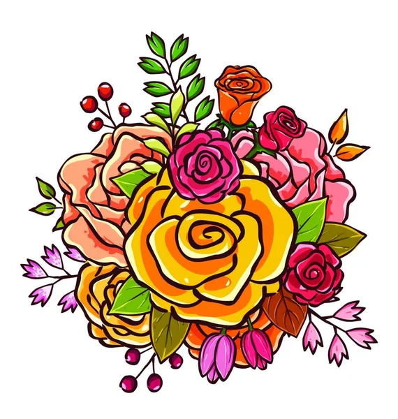 Illustration Vectorielle Bouquet Fleurs Colorées Meilleur Choix Pour Design Classique — Image vectorielle