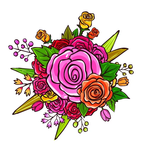 Bunte Blumensträuße Vektorillustration Beste Wahl Für Klassisches Und Romantisches Design — Stockvektor