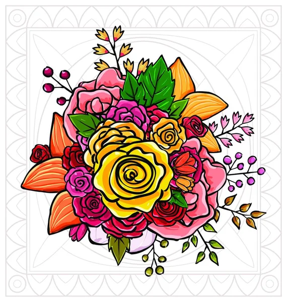 Colorful Flower Bouquet Vector Illustration Best Choice Classic Romantic Design — Stock Vector