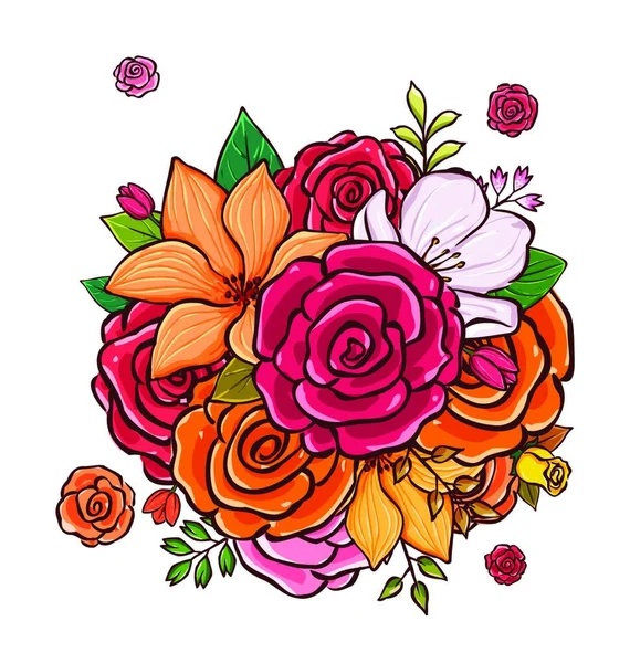 Illustration Vectorielle Bouquet Fleurs Colorées Meilleur Choix Pour Design Classique — Image vectorielle