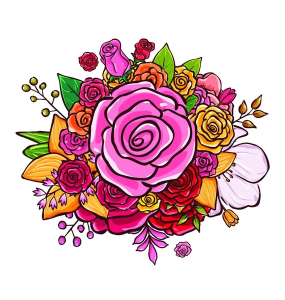 colorful flower bouquet vector illustration, best choice for classic and romantic design, easy to break apart and rearrange