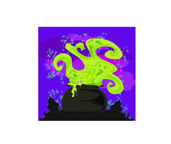 Cauldron Poțiune Magică Clocotită Fond Abstract — Vector de stoc