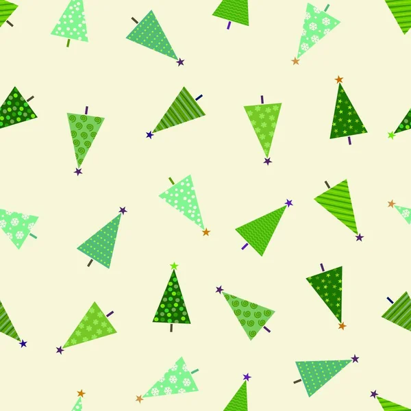 クリスマスツリーとカラフルなクリスマスパターン — ストックベクタ