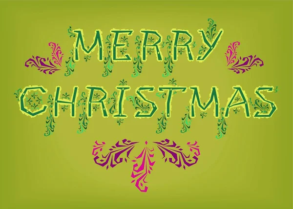 Feliz Natal Fonte Country Letras Verdes Com Decoração Botânica Amarela —  Vetores de Stock