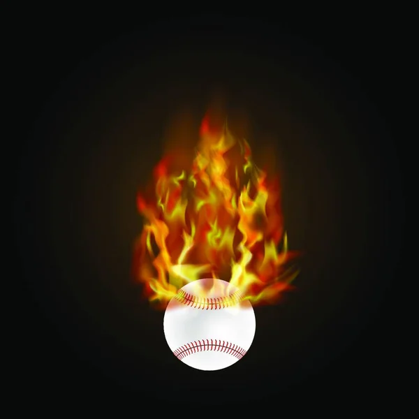 Καύση Μπάλα Του Μπέιζμπολ Φλόγα Φωτιάς Που Απομονώνονται Μαύρο Φόντο — Διανυσματικό Αρχείο