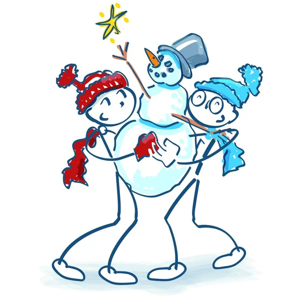 Stick Figure Wearing Snowman — Stock Vector