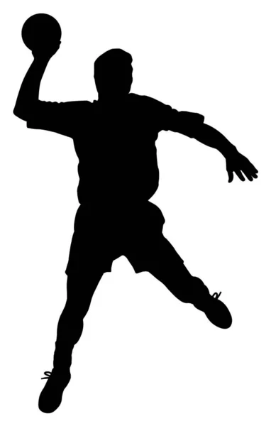 Illustration Silhouette Eines Männlichen Handballers Isolierter Weißer Hintergrund Eps Datei — Stockvektor