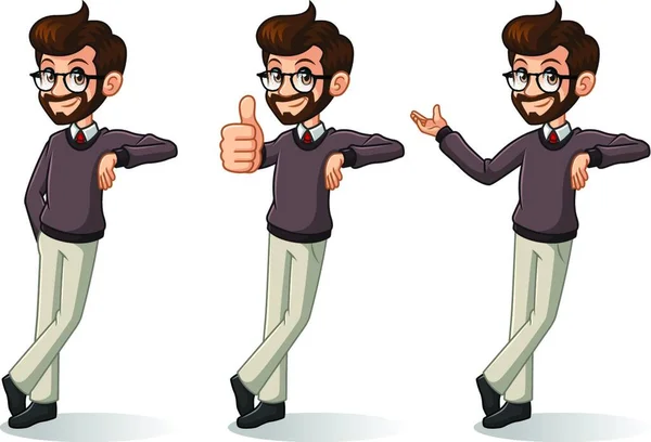Conjunto Diseño Personajes Dibujos Animados Hipster Hombre Negocios Apoyado Aislado — Vector de stock