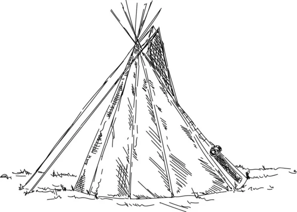 Vektor Indian Teepee Isolerad Bakgrunden — Stock vektor