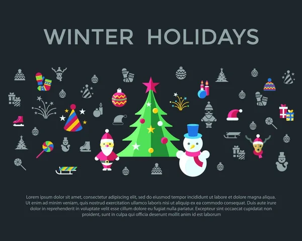 Digital Vector Christmas New Year Holidays Set Collection Decoration Objects — Stock Vector