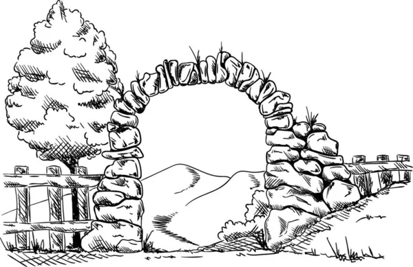 Vector Alte Steineingangsmauer Isoliert Hintergrund — Stockvektor