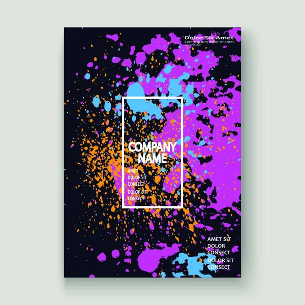 Neon Explosion Farbe Spritzt Künstlerischen Deckrahmen Design Dekorative Staubspritzspray Textur — Stockvektor