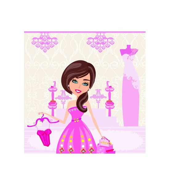 Illustration Vectorielle Shopping Fille Mode — Image vectorielle