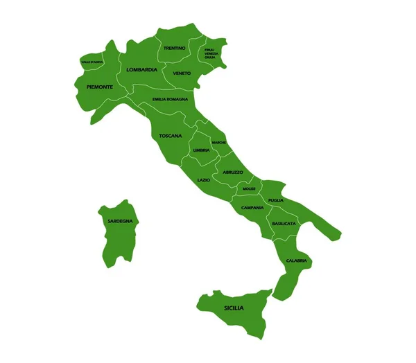 Italia Mapa Con Regiones Ilustración Vectorial — Vector de stock