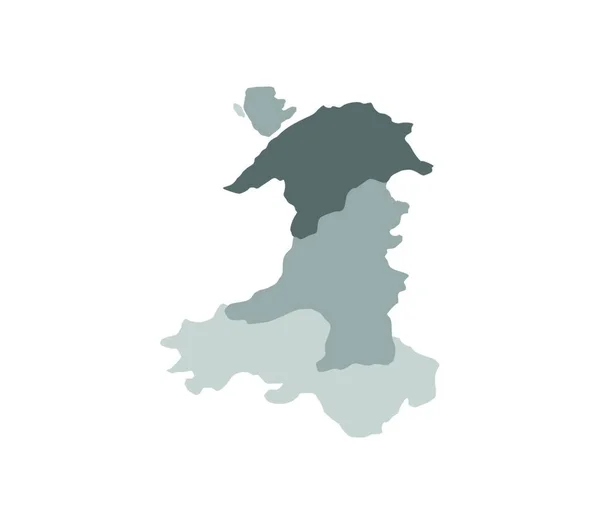 Kaart Van Wales Met Regio Vector Illustratie Kaart — Stockvector