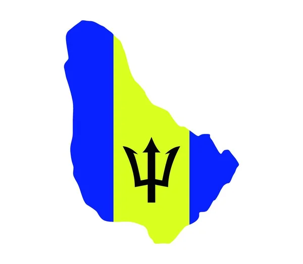 Barbados Kaart Met Vlag Vector Illustratie — Stockvector