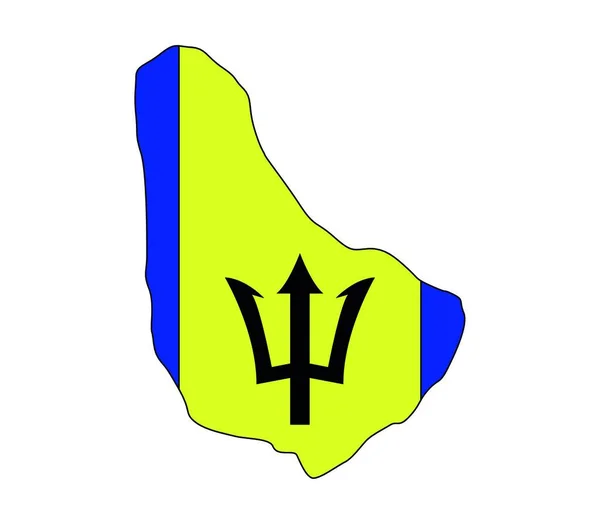 Barbados Kaart Met Vlag Vector Illustratie — Stockvector