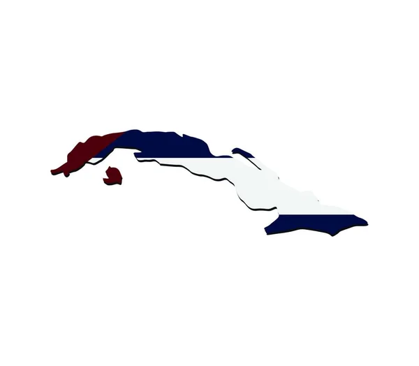 Carte Cuba Avec Drapeau Illustration Vectorielle — Image vectorielle