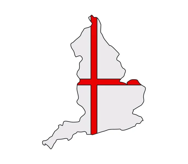 Englandskarta Med Flagga Vektorillustration — Stock vektor