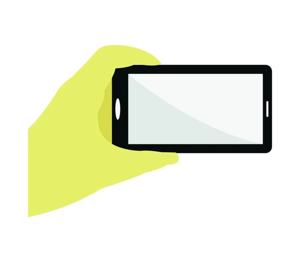 Smartphone Com Ícone Mão Ilustração Vetorial —  Vetores de Stock