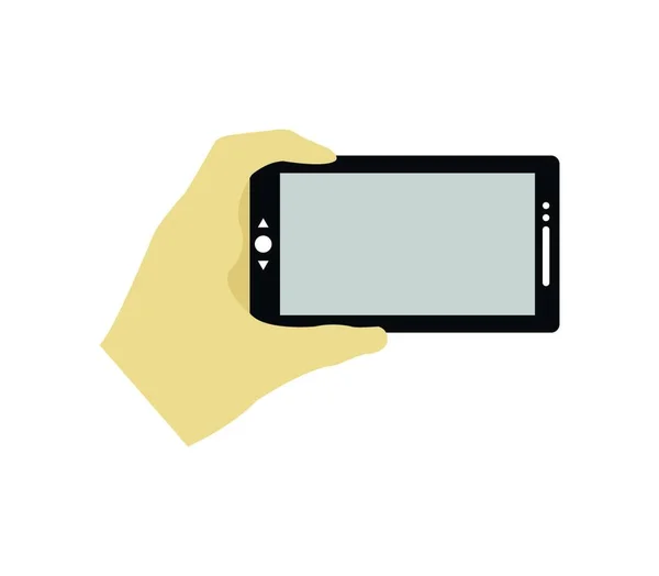 Mano Tenendo Smartphone Icona Vettoriale Illustrazione Grafica Design — Vettoriale Stock