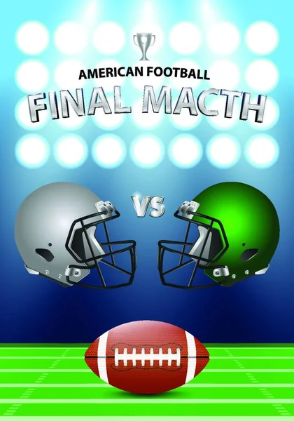 Plakatkonzept Für Das Endspiel Des American Football Silberne Grüne Helme — Stockvektor