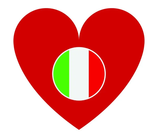 Drapeau Italien Avec Coeur Illustration Vectorielle — Image vectorielle