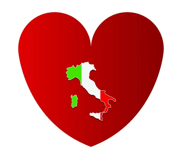 Italia Mapa Con Corazón — Archivo Imágenes Vectoriales