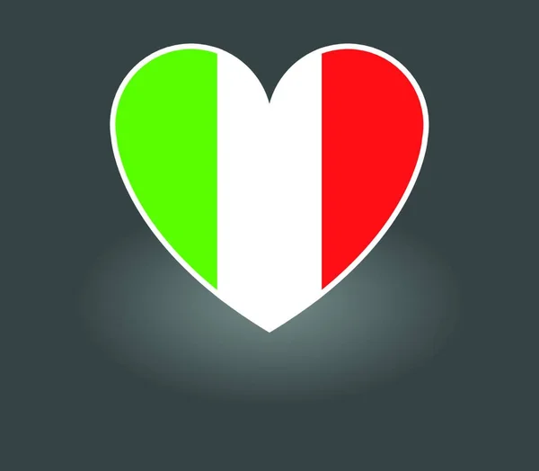 Bandeira Italia Com Coração Ilustração Vetorial —  Vetores de Stock