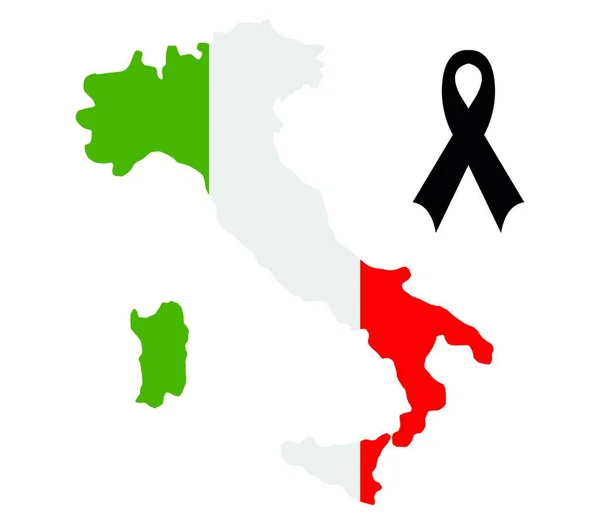 Italia Mappa Con Lutto — Vettoriale Stock