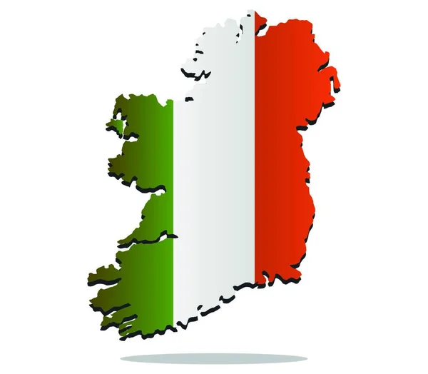 Mappa Dell Irlanda Con Bandiera Illustrazione Vettoriale — Vettoriale Stock