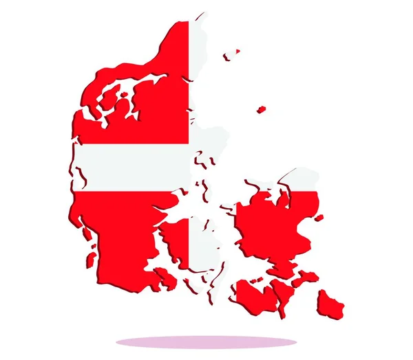 Denmark Mapa Con Bandera Ilustración Vectorial — Archivo Imágenes Vectoriales