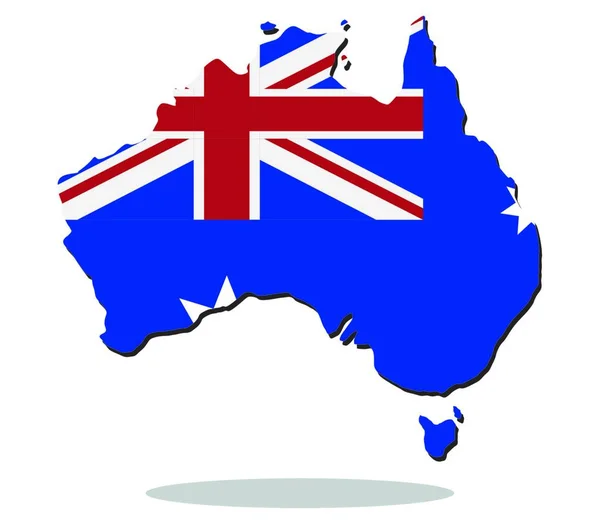 Australia Mapa Com Bandeira Ilustração Vetorial — Vetor de Stock