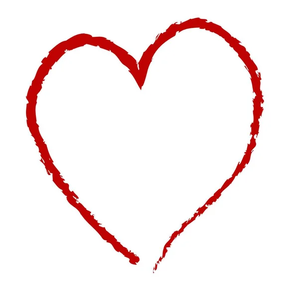红色心形 手绘矢量插画 爱或情人节概念 — 图库矢量图片