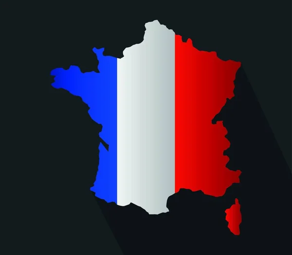 Frankreich Karte Mit Fahne Vektorillustration — Stockvektor