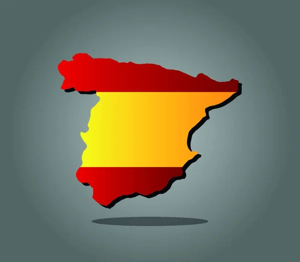 Mapa España Con Bandera Ilustración Vectorial — Vector de stock