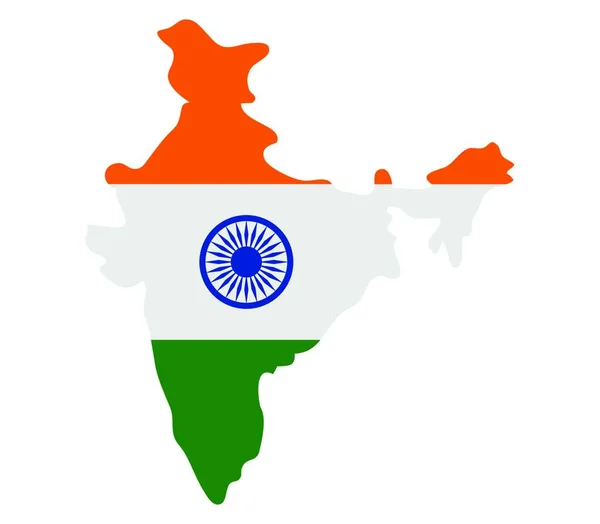 Bayrak Vektör Illüstrasyonlu Hindistan Haritası — Stok Vektör