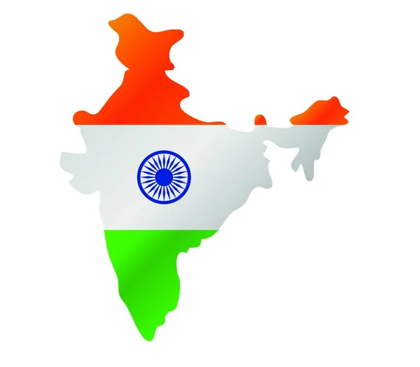 India Kaart Met Vlag Vector Illustratie — Stockvector