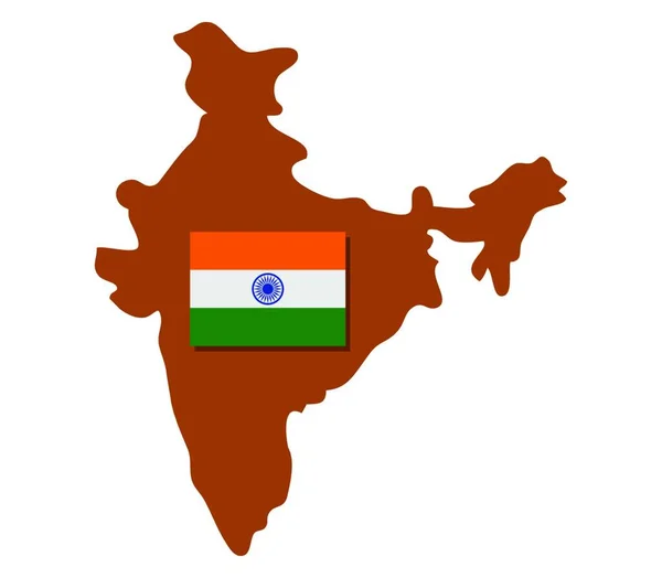 インド地図に旗とベクトル図を — ストックベクタ