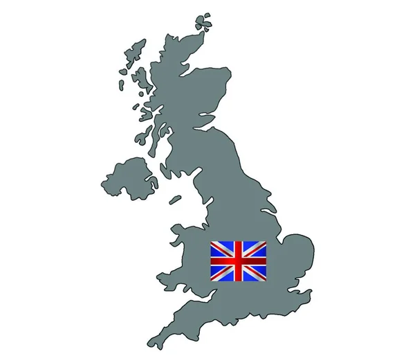 Große Britische Karte Mit Flagge Vektorillustration — Stockvektor