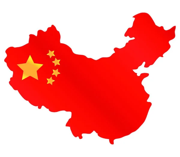 Mapa Číny Vlajkou Vektorová Ilustrace — Stockový vektor
