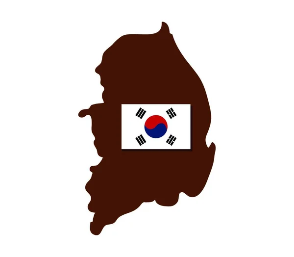 Coreia Sul Mapa Com Bandeira Ilustração Vetorial —  Vetores de Stock